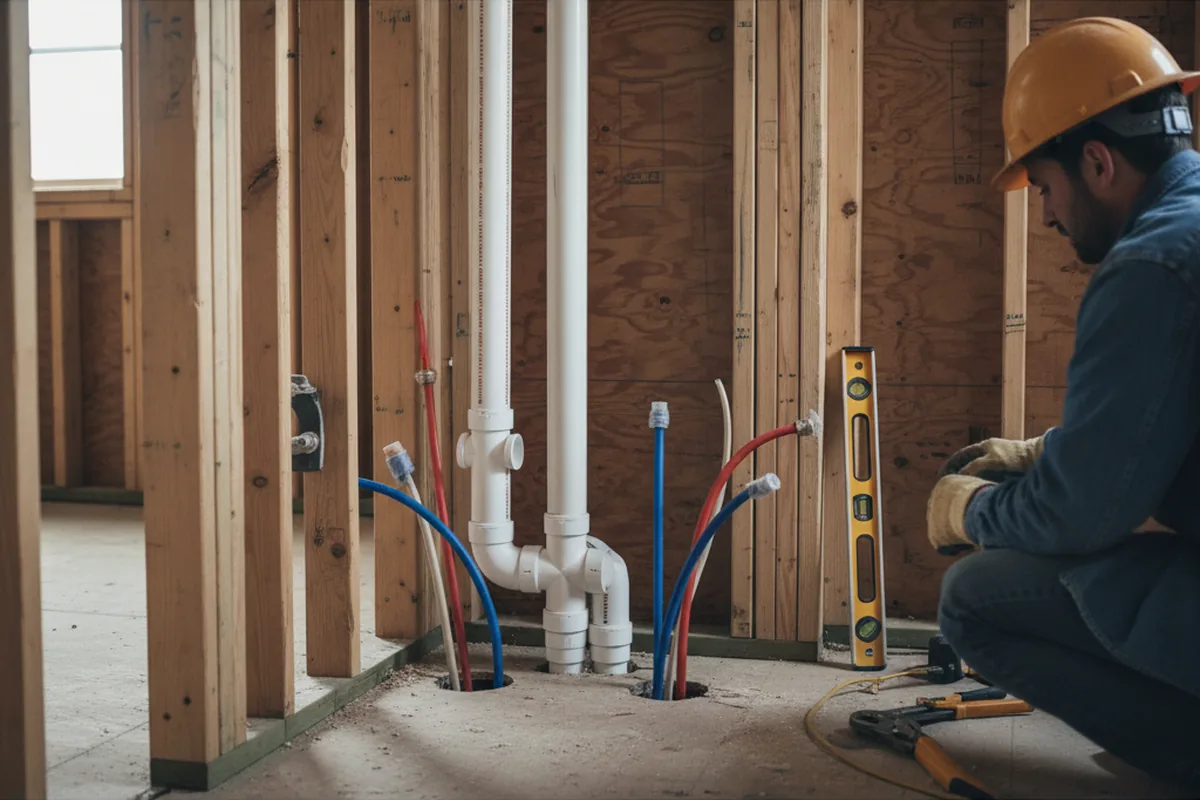 Drain and supply rough-in during Toilet Repair and Installation in Michigan Center