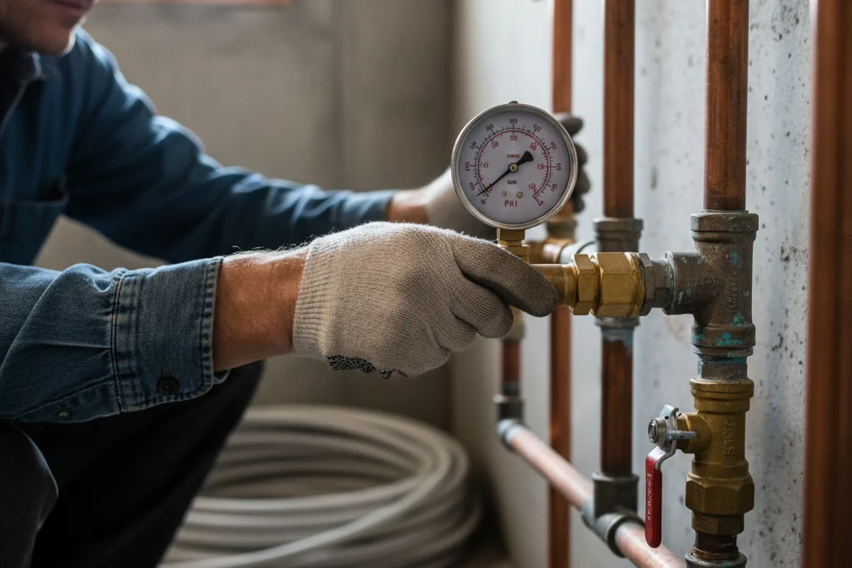 Pressure testing a repaired line during Water Line Repair in Michigan Center